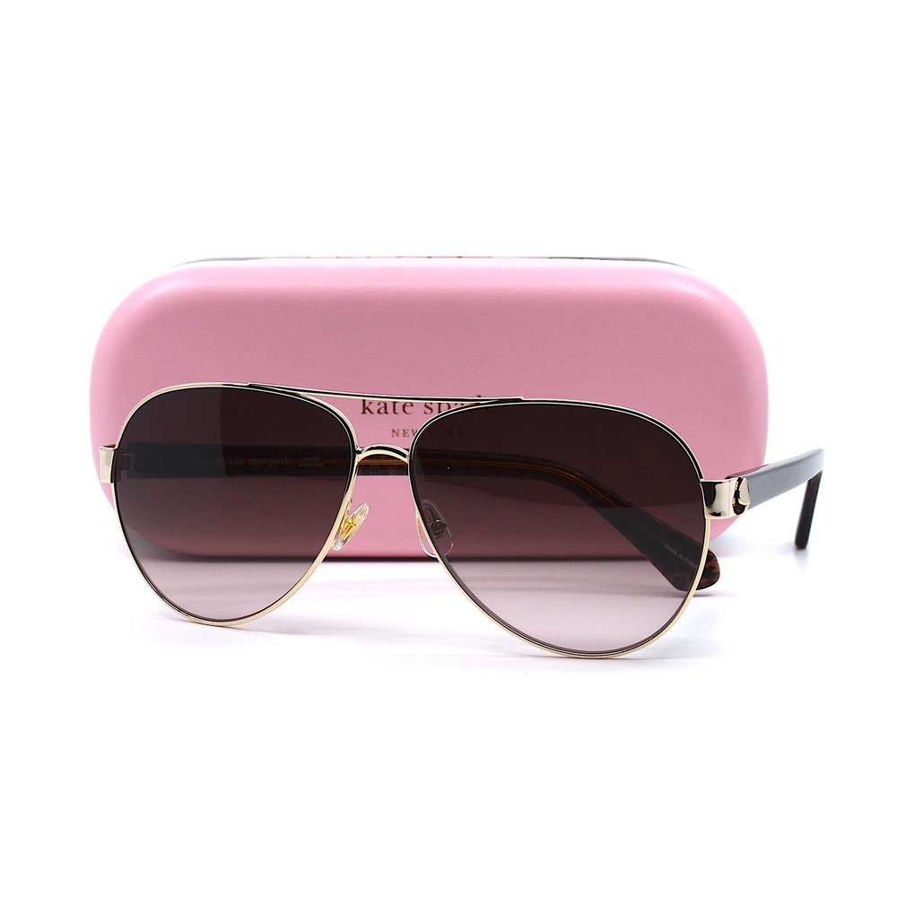 NEW KATE SPADE GENEVA/S 09Q GOLD BROWN AVIATOR WOMEN'S SUNGLASSES - Picture 10 of 14
